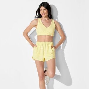 LIKE NEW Wild Fable Yellow/White Stripe Matching Set - Shorts & Bra Top